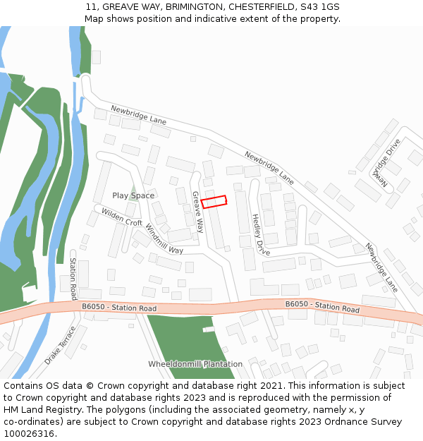 11, GREAVE WAY, BRIMINGTON, CHESTERFIELD, S43 1GS: Location map and indicative extent of plot