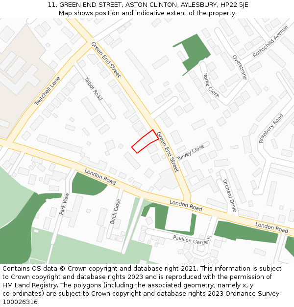 11, GREEN END STREET, ASTON CLINTON, AYLESBURY, HP22 5JE: Location map and indicative extent of plot