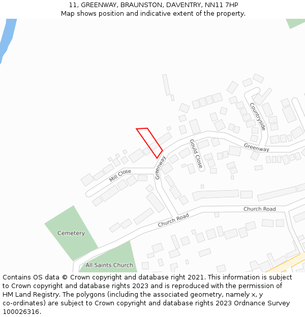 11, GREENWAY, BRAUNSTON, DAVENTRY, NN11 7HP: Location map and indicative extent of plot