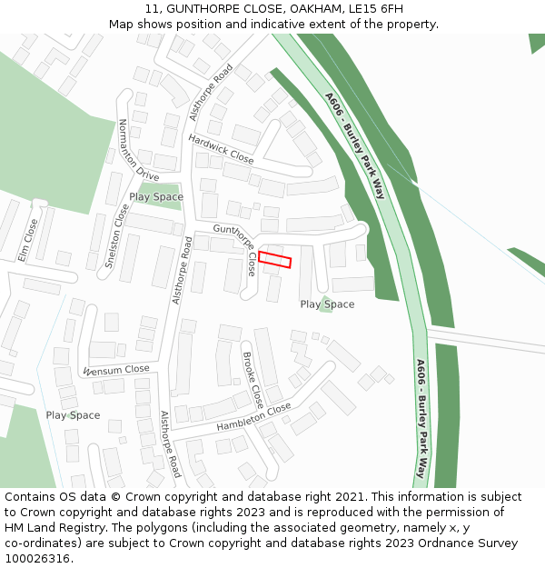 11, GUNTHORPE CLOSE, OAKHAM, LE15 6FH: Location map and indicative extent of plot