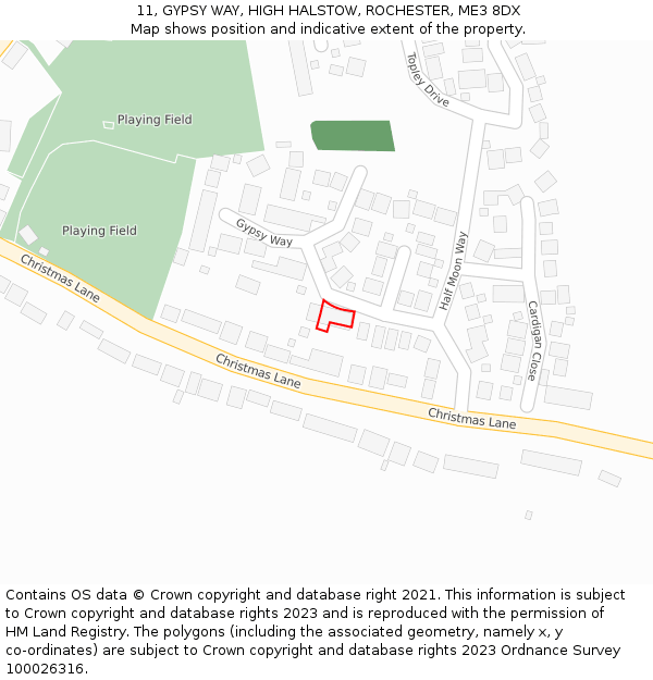 11, GYPSY WAY, HIGH HALSTOW, ROCHESTER, ME3 8DX: Location map and indicative extent of plot