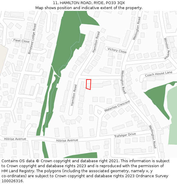 11, HAMILTON ROAD, RYDE, PO33 3QX: Location map and indicative extent of plot