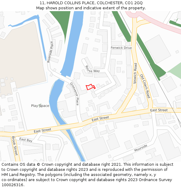 11, HAROLD COLLINS PLACE, COLCHESTER, CO1 2GQ: Location map and indicative extent of plot