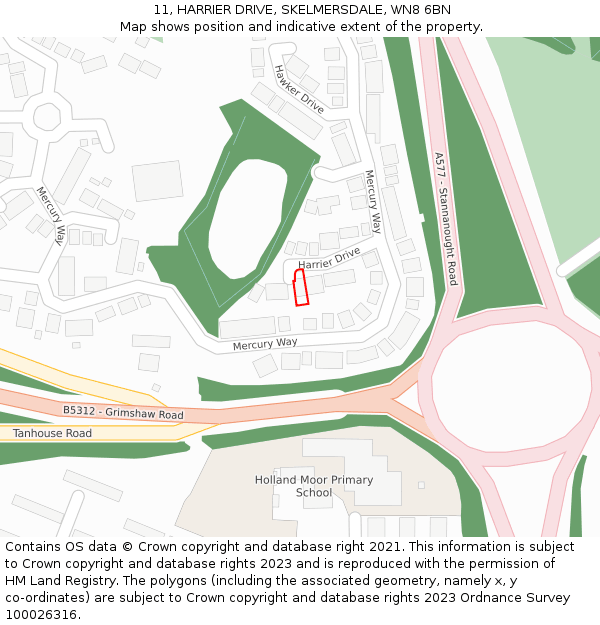 11, HARRIER DRIVE, SKELMERSDALE, WN8 6BN: Location map and indicative extent of plot