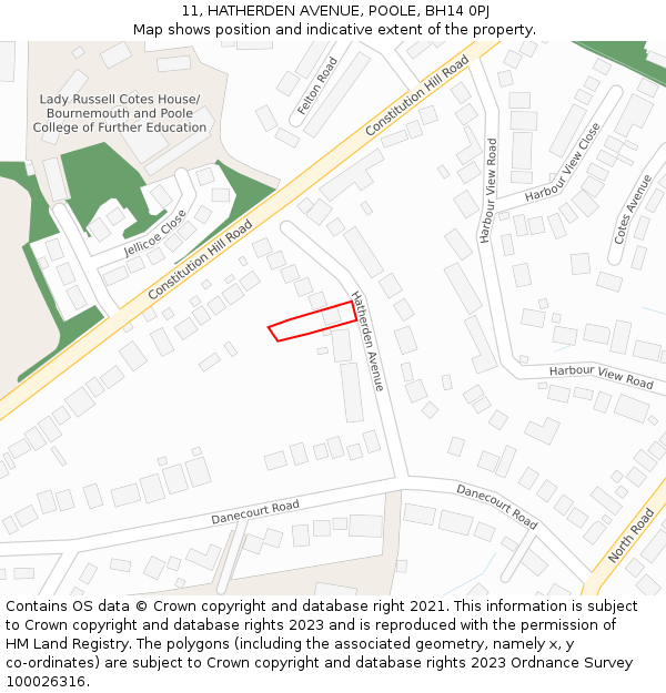 11, HATHERDEN AVENUE, POOLE, BH14 0PJ: Location map and indicative extent of plot