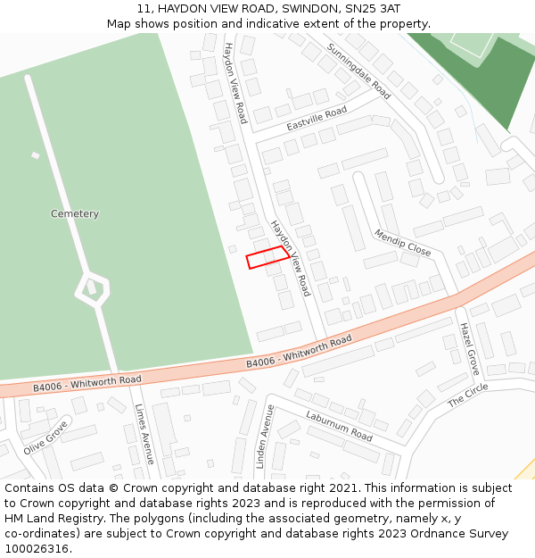 11, HAYDON VIEW ROAD, SWINDON, SN25 3AT: Location map and indicative extent of plot