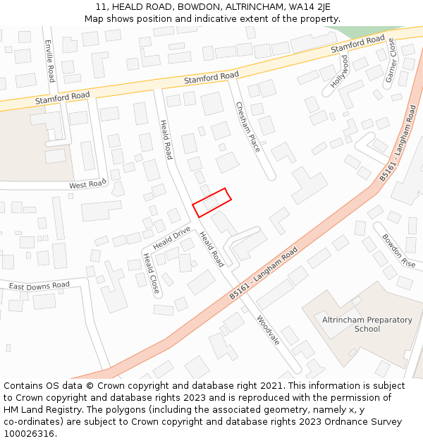 11, HEALD ROAD, BOWDON, ALTRINCHAM, WA14 2JE: Location map and indicative extent of plot