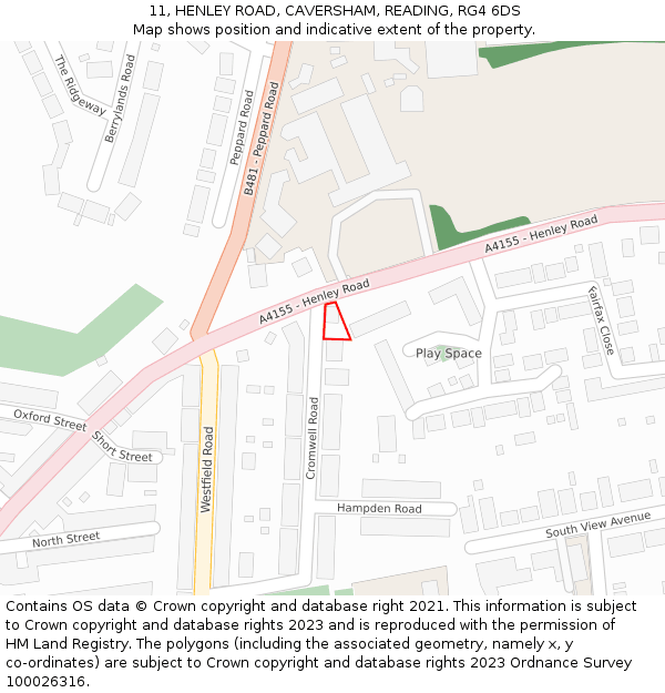 11, HENLEY ROAD, CAVERSHAM, READING, RG4 6DS: Location map and indicative extent of plot