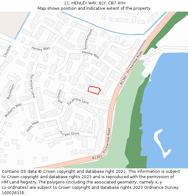 11, HENLEY WAY, ELY, CB7 4YH: Location map and indicative extent of plot