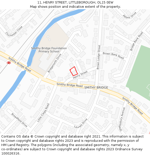 11, HENRY STREET, LITTLEBOROUGH, OL15 0EW: Location map and indicative extent of plot