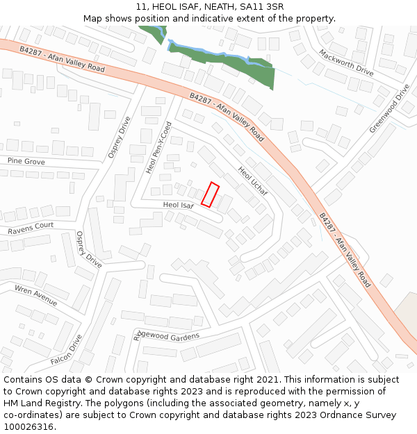 11, HEOL ISAF, NEATH, SA11 3SR: Location map and indicative extent of plot