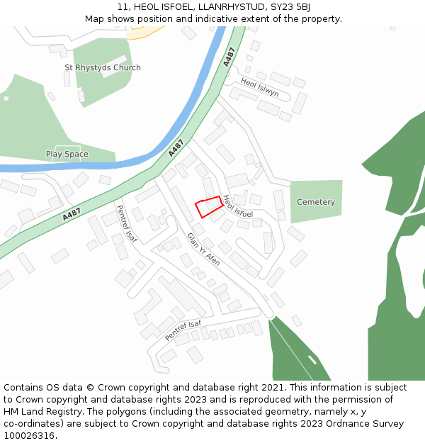 11, HEOL ISFOEL, LLANRHYSTUD, SY23 5BJ: Location map and indicative extent of plot