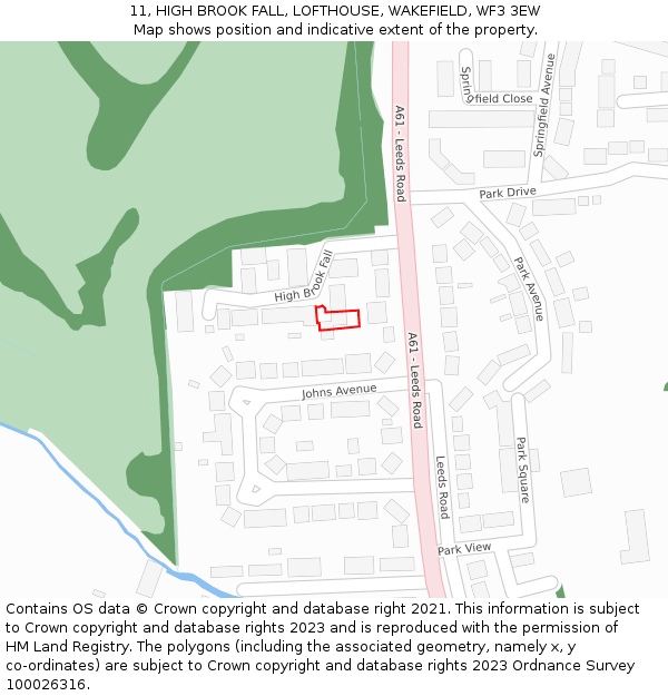 11, HIGH BROOK FALL, LOFTHOUSE, WAKEFIELD, WF3 3EW: Location map and indicative extent of plot