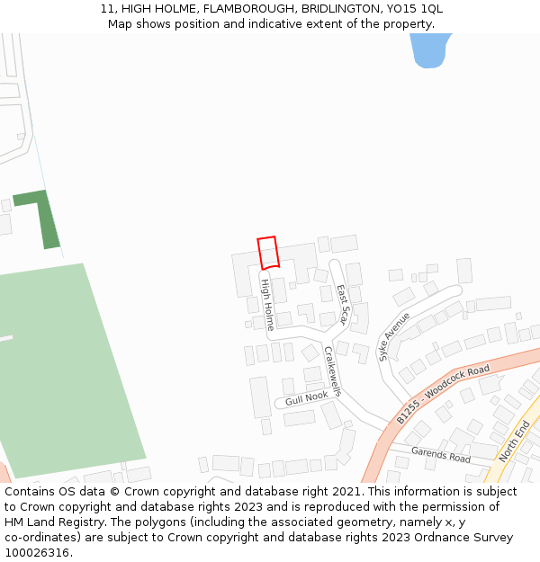 11, HIGH HOLME, FLAMBOROUGH, BRIDLINGTON, YO15 1QL: Location map and indicative extent of plot