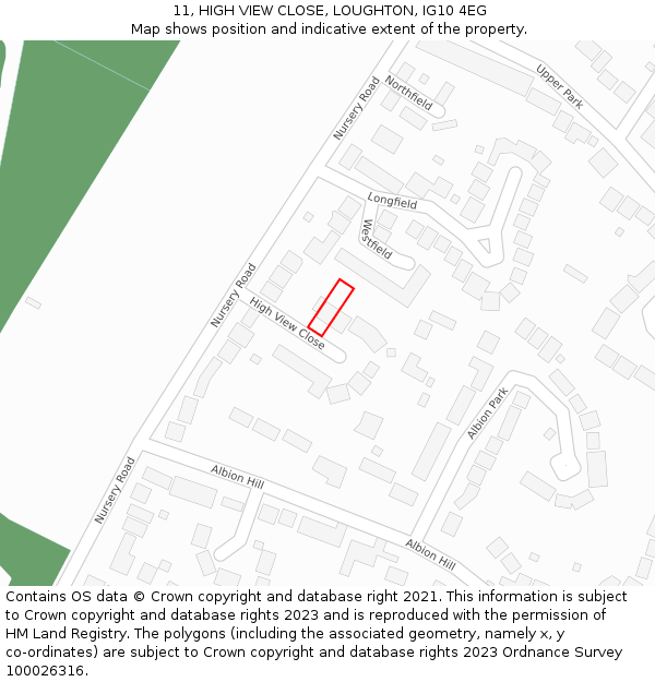 11, HIGH VIEW CLOSE, LOUGHTON, IG10 4EG: Location map and indicative extent of plot