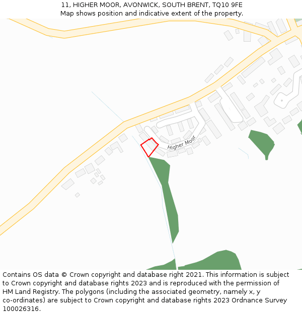 11, HIGHER MOOR, AVONWICK, SOUTH BRENT, TQ10 9FE: Location map and indicative extent of plot