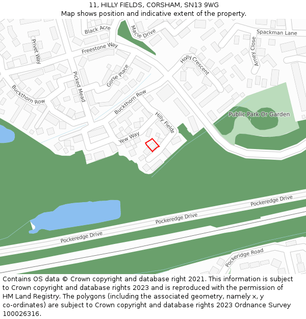 11, HILLY FIELDS, CORSHAM, SN13 9WG: Location map and indicative extent of plot