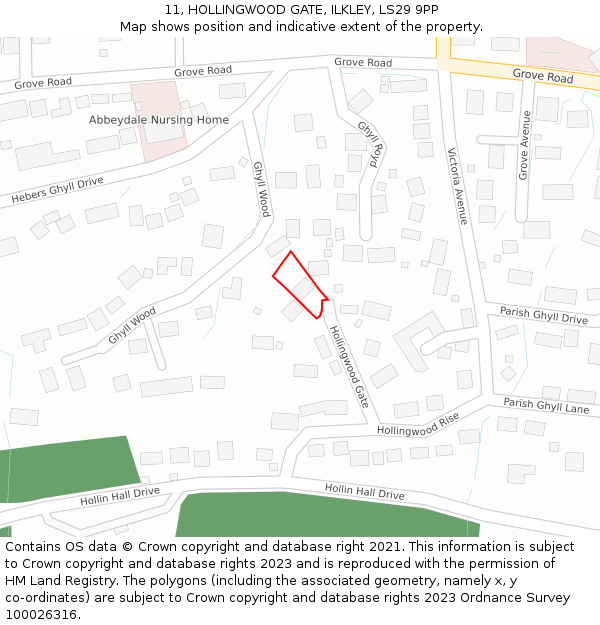 11, HOLLINGWOOD GATE, ILKLEY, LS29 9PP: Location map and indicative extent of plot