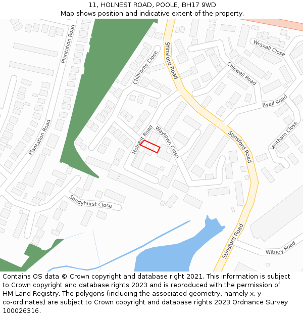 11, HOLNEST ROAD, POOLE, BH17 9WD: Location map and indicative extent of plot