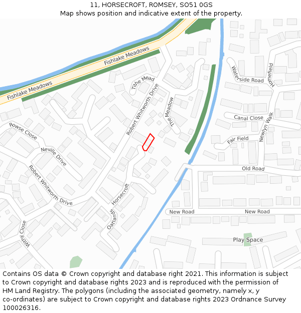 11, HORSECROFT, ROMSEY, SO51 0GS: Location map and indicative extent of plot