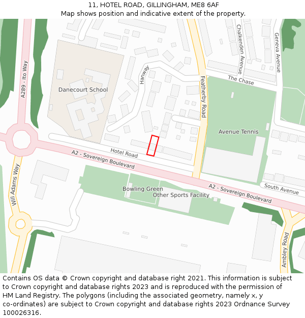 11, HOTEL ROAD, GILLINGHAM, ME8 6AF: Location map and indicative extent of plot