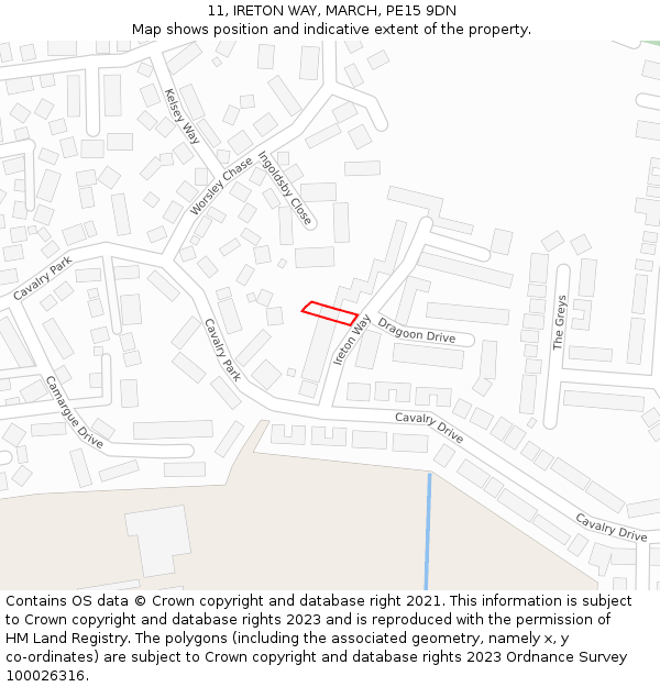 11, IRETON WAY, MARCH, PE15 9DN: Location map and indicative extent of plot