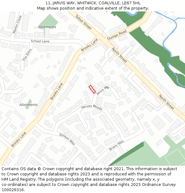 11, JARVIS WAY, WHITWICK, COALVILLE, LE67 5HL: Location map and indicative extent of plot