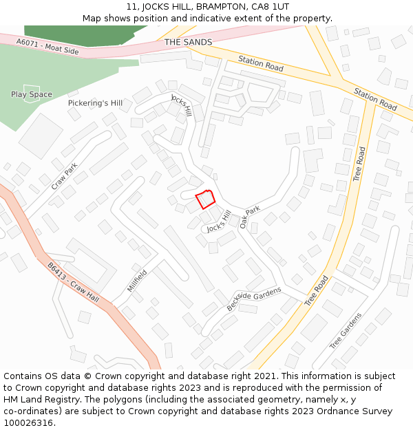 11, JOCKS HILL, BRAMPTON, CA8 1UT: Location map and indicative extent of plot