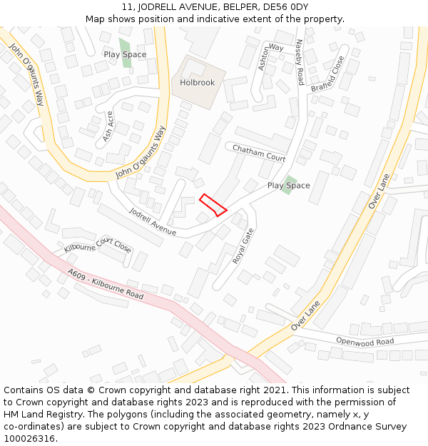 11, JODRELL AVENUE, BELPER, DE56 0DY: Location map and indicative extent of plot