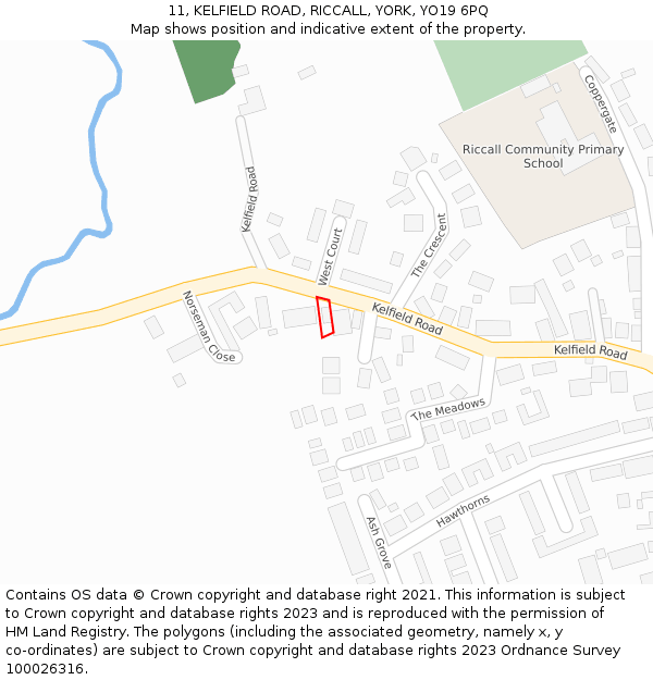 11, KELFIELD ROAD, RICCALL, YORK, YO19 6PQ: Location map and indicative extent of plot