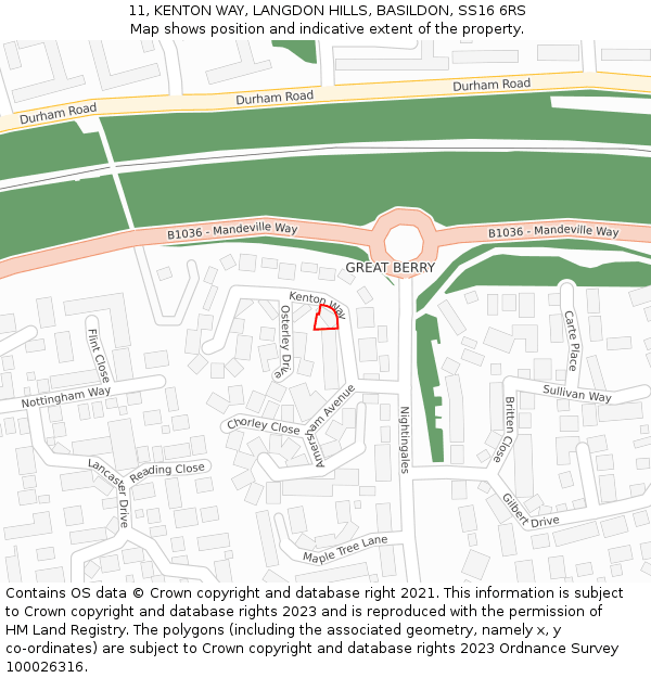 11, KENTON WAY, LANGDON HILLS, BASILDON, SS16 6RS: Location map and indicative extent of plot
