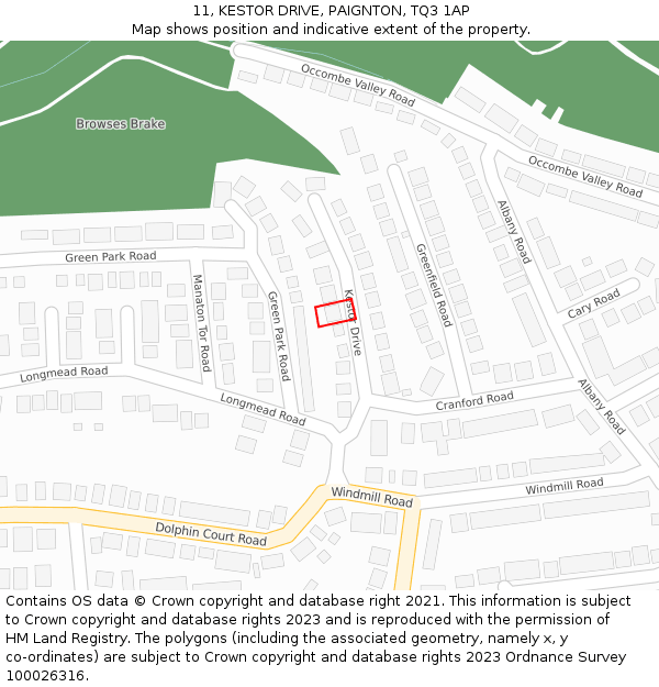 11, KESTOR DRIVE, PAIGNTON, TQ3 1AP: Location map and indicative extent of plot