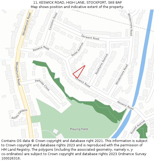 11, KESWICK ROAD, HIGH LANE, STOCKPORT, SK6 8AP: Location map and indicative extent of plot