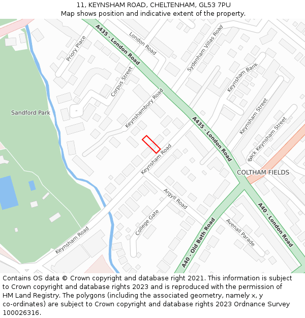 11, KEYNSHAM ROAD, CHELTENHAM, GL53 7PU: Location map and indicative extent of plot