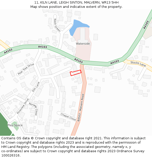 11, KILN LANE, LEIGH SINTON, MALVERN, WR13 5HH: Location map and indicative extent of plot