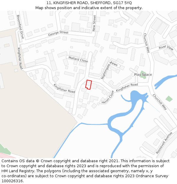 11, KINGFISHER ROAD, SHEFFORD, SG17 5YQ: Location map and indicative extent of plot