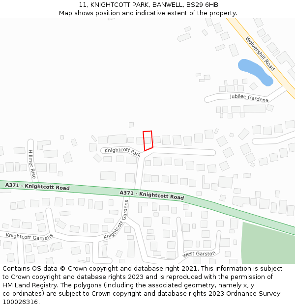 11, KNIGHTCOTT PARK, BANWELL, BS29 6HB: Location map and indicative extent of plot