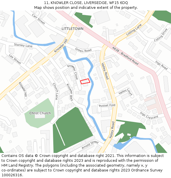 11, KNOWLER CLOSE, LIVERSEDGE, WF15 6DQ: Location map and indicative extent of plot