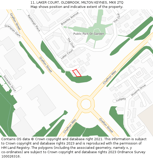 11, LAKER COURT, OLDBROOK, MILTON KEYNES, MK6 2TQ: Location map and indicative extent of plot