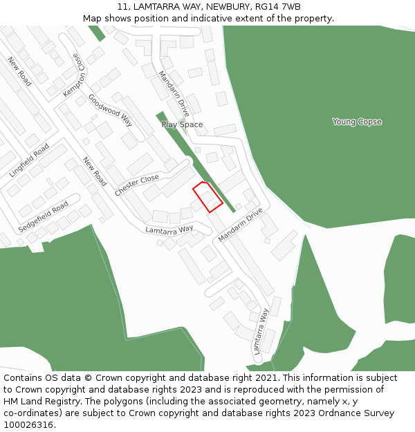 11, LAMTARRA WAY, NEWBURY, RG14 7WB: Location map and indicative extent of plot