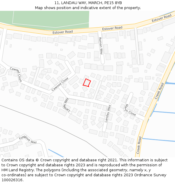 11, LANDAU WAY, MARCH, PE15 8YB: Location map and indicative extent of plot