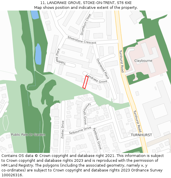 11, LANDRAKE GROVE, STOKE-ON-TRENT, ST6 6XE: Location map and indicative extent of plot