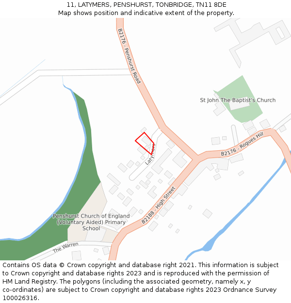 11, LATYMERS, PENSHURST, TONBRIDGE, TN11 8DE: Location map and indicative extent of plot