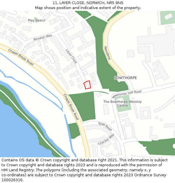 11, LAYER CLOSE, NORWICH, NR5 9NS: Location map and indicative extent of plot