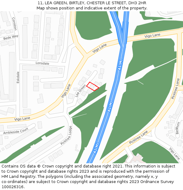 11, LEA GREEN, BIRTLEY, CHESTER LE STREET, DH3 2HR: Location map and indicative extent of plot