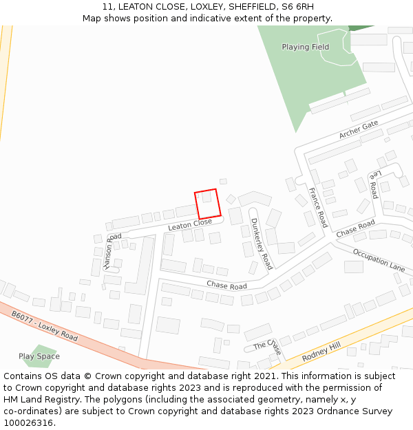 11, LEATON CLOSE, LOXLEY, SHEFFIELD, S6 6RH: Location map and indicative extent of plot