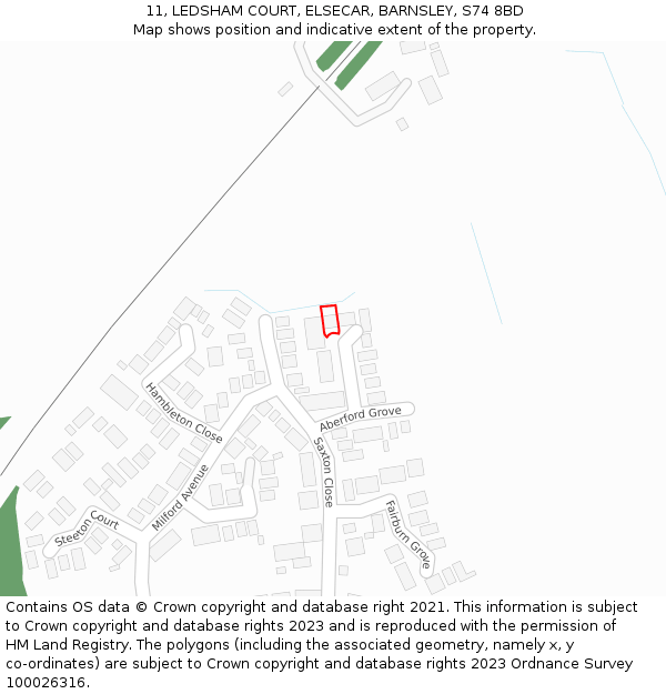 11, LEDSHAM COURT, ELSECAR, BARNSLEY, S74 8BD: Location map and indicative extent of plot