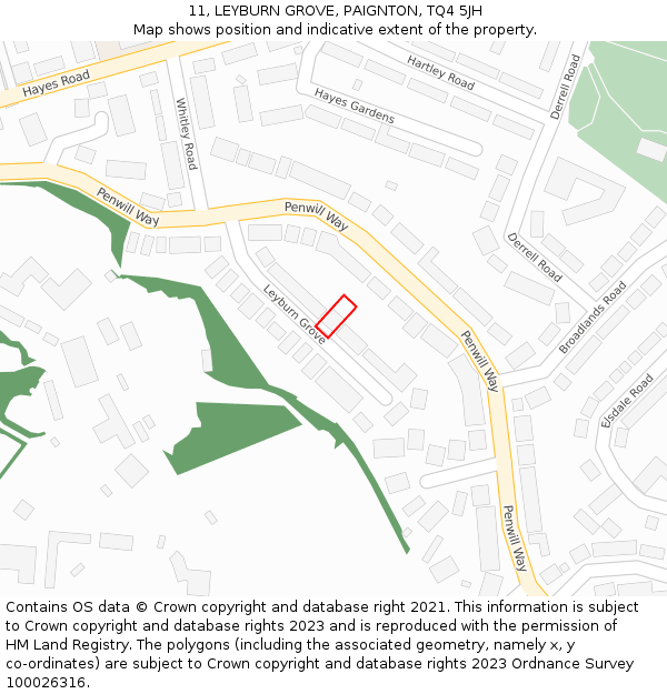 11, LEYBURN GROVE, PAIGNTON, TQ4 5JH: Location map and indicative extent of plot