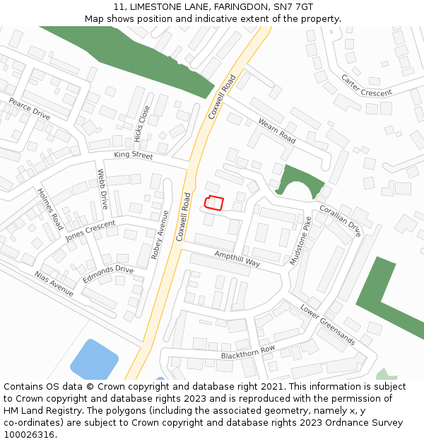 11, LIMESTONE LANE, FARINGDON, SN7 7GT: Location map and indicative extent of plot