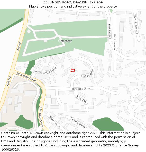 11, LINDEN ROAD, DAWLISH, EX7 9QA: Location map and indicative extent of plot